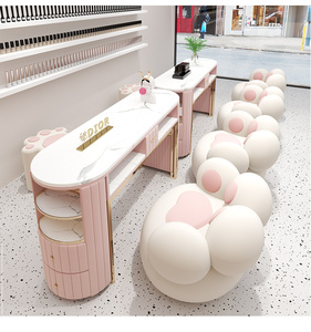 Moderner Edelstahl Einzel- & Doppel-Manikürtisch mit Wirtschaftlicher Stuhlkombination für Gewerbliche Nutzung - Product Image 6