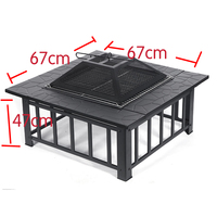 Ensemble barbecue et brasero extérieur 67x67x47cm, table de jardin, foyer, grill, poêle de chauffage, réchaud portable d'extérieur