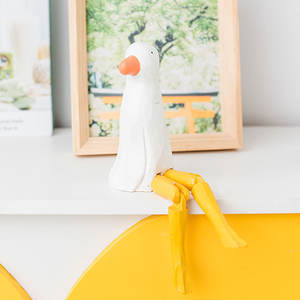 Ornamen gaya manis sederhana kerajinan kayu Seagull kaki panjang buatan tangan gaya Eropa untuk mebel Desktop terukir kreatif kecil - Product Image 1