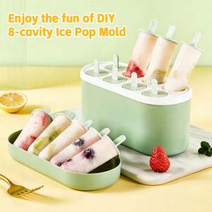 Moldes para helados caseros con contenedor, reutilizables, de calidad alimentaria, con 8 cavidades, moldes para helados DIY para niños, adultos y adolescentes - Product Image 2