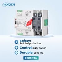 YXQZN 63A/100A 2P Tipe Rel Din Fase Tunggal Sakelar Transfer Otomatis (ATS) Daya Tanpa Interupsi IP20 6kA 0.1s Transfer