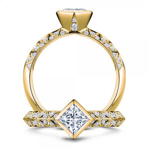 Bagues romantiques en acier inoxydable avec pierres précieuses et zircon, plaquées rhodium et or, certifiées IGI, bijoux de mariage - Product Image 2