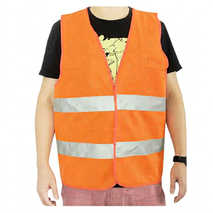 Chaleco de Seguridad Reflectante Naranja para Hombre, Transpirable, Ligero, con Cierre de Cremallera, Ropa Casual de Verano para el Trabajo - Product Image 1