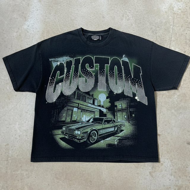 Cropped Fit Digital Printing OEM Custom Print Boxy Silhouette Dropped Shoulder 100% Cotton Oversized Streetwear Men's T-shirt