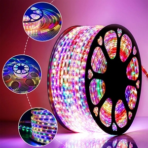 Bande lumineuse <span class=keywords><strong>LED</strong></span> <span class=keywords><strong>multicolore</strong></span>, smd 2835, 2835 V AC, 220V, 50M, <span class=keywords><strong>ruban</strong></span> de lumière étanche, <span class=keywords><strong>avec</strong></span> adaptateur européen, 8 modes - Product Image 1