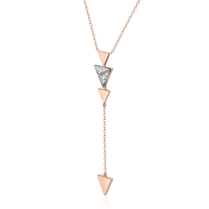 Collier à pendentif géométrique triangulaire très populaire, bijoux en or rose massif 18 carats, diamant naturel véritable, fabrication artisanale - Product Image 2