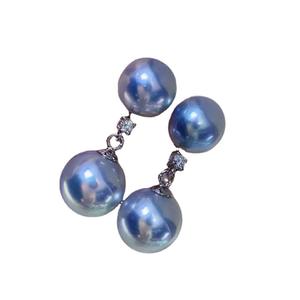 อุปกรณ์ทำเครื่องประดับมุกเงินแท้ S925 ขนาด 8-10 มม. แบบกลม พร้อมฐานเปล่าสำหรับต่างหูมุกคู่ รุ่น 21751 - Product Image 5