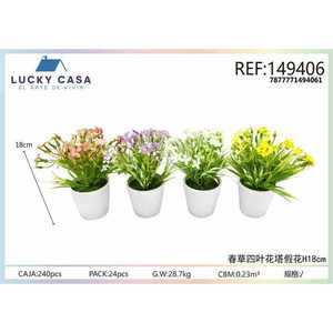 All'ingrosso 18cm piante Decorative artificiali in vaso per la casa Set di bellissimi fiori per l'interior Design - Product Image 1