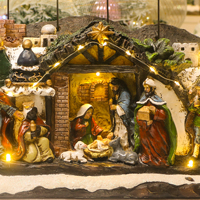Figurine d'ange en résine personnalisée LED multi-lumières pour crèche, décoration de bureau religieuse et de Noël