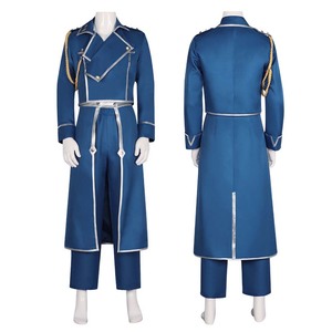 Costume da Uomo Adulto per Cosplay di Roy Mustang da Fullmetal Alchemist, Uniforme Blu da Combattimento AOKG-146 - Product Image 1