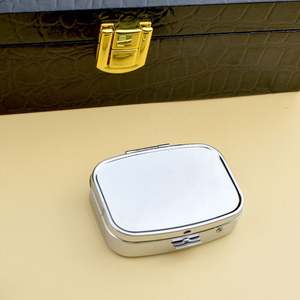 Portable <b>Mini</b> Metal Cosmetic Mirror and Pill Organizer Travel-friendly Aluminum Pill Box for Container - Product Image 5