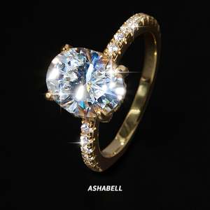 Anillo de Moissanita Ovalada Chapado en Oro de Plata de Ley S925 de 3 Quilates que Pasa la Prueba del Bolígrafo, para Mujer, Compromiso, Boda - Product Image 1