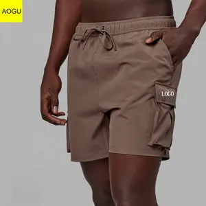 Shorts de corrida masculinos com logotipo personalizado, fitness, academia, performance atlético, cargo, elástico para homens