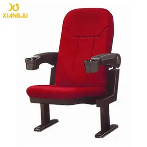 Modern Luxury Red Fabric Folding Movie Cinema Chairs Theater Seats With Cup Holder