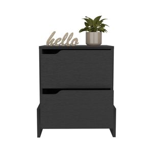 DB brookland nightstand สมาร์ทที่มีลิ้นชักคู่และฐานแข็งแรงสีดำ wengue เสร็จสำหรับใช้ในอพาร์ตเมนต์ - Product Image 3