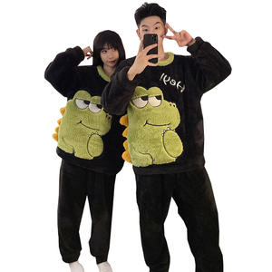 Otoño Invierno ropa <span class=keywords><strong>de</strong></span> casa traje <span class=keywords><strong>de</strong></span> <span class=keywords><strong>hombre</strong></span> <span class=keywords><strong>de</strong></span> talla grande Coral polar pijamas lindo <span class=keywords><strong>dinosaurio</strong></span> dibujos animados transpirable Casual frente Casual - Product Image 4