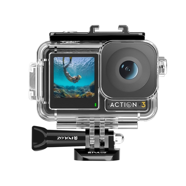 Puluz Action Camera Waterproof Case Underwater Deep Diving Housing Diving Case with Buckle Basic Mount Screw for DJI Osmo Actio