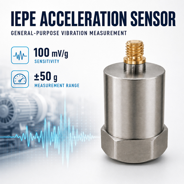 100mV/g IEPE Acceleration Sensor ±50g Range Top Output Low Noise Piezoelectric Transducer for Bridge Vibration Monitoring System