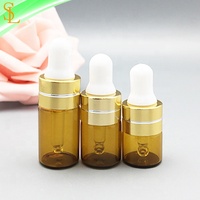 Mini flacons compte-gouttes portables en verre transparent 1ml 2ml 3ml 5ml, flacons carrés ambrés avec bouchons compte-gouttes métalliques