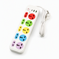 Regleta de alimentación universal industrial de latón con 10 tomas, logotipo personalizado al por mayor, colorida, con múltiples enchufes, 2 USB-A y 1 USB-C