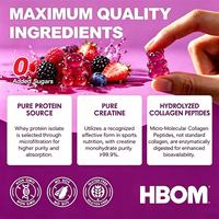 Complément alimentaire en gommes riches en protéines, contenant de la créatine et du collagène, pour améliorer la force musculaire. 60 gommes par bouteille.