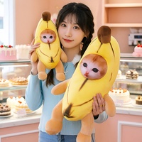 Bestseller transfrontalier Bibila Banana Pillow Peluche en polyester et coton PP 31cm-50cm, Poupée chat, Cadeau pour 0-24 mois, Unisexe, Fête