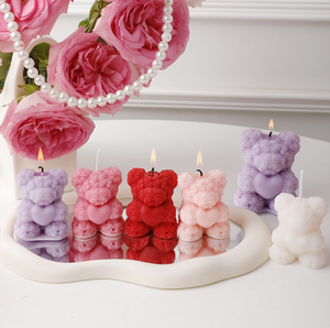 Bougie décorative artisanale en cire de soja 3D en forme de rose et d'ours en peluche pour la Saint-Valentin 2026, idéale pour les cadeaux d'anniversaire et les invités - Product Image 3