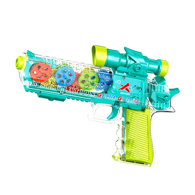 Electric Toy Gun Transparent Kids Luminous Projection Gear Gun Toys With Light And Music