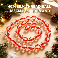 Guirlande de Noël en fil de soie de 183 cm, boules de 4 cm, décoration en fil doux pour la décoration des fêtes