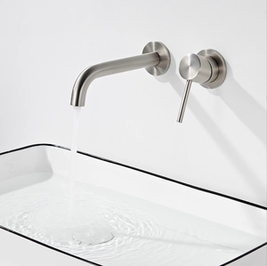 Robinet de lavabo mural <span class=keywords><strong>noir</strong></span> mat électroplaqué - <span class=keywords><strong>Mitigeur</strong></span> encastré dissimulé eau froide et chaude avec bec pivotant - Product Image 3