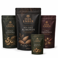 Sachet Doypack mat à soufflet latéral et fermeture zip, avec barrière olfactive, pour granola en morceaux, emballage de collations pour enfants et snacks ludiques, vente en gros