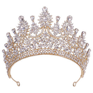 Nouvel arrivage de couronne de luxe en cristal Queen Big Tall Pageant Accessoires de cheveux Bijoux de strass Diadèmes de mariage pour femmes - Product Image 4