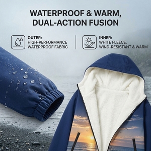 Accappatoio da <span class=keywords><strong>Spiaggia</strong></span> Unisex con Stampa <span class=keywords><strong>Tramonto</strong></span> e <span class=keywords><strong>Spiaggia</strong></span>, Fodera in Spugna Calda, Impermeabile, per Surf e Attività all'Aperto - Product Image 3