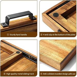 Glissière d'appareil avec 4 plaques antidérapantes pour comptoir pour comptoir en bois <span class=keywords><strong>sous</strong></span> le comptoir de l'armoire appareil de cuisine <span class=keywords><strong>plateau</strong></span> coulissant - Product Image 6