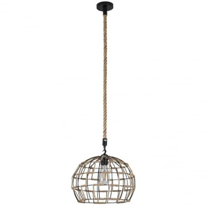 โคมไฟแขวนทรงกลม E27 ทำจากปอกระเจาและโลหะ เหมาะสำหรับการตกแต่งภายในและสร้างบรรยากาศอบอุ่น - Product Image 1