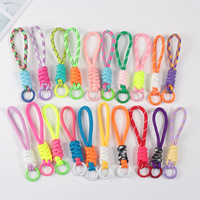 Porte-clés créatif et durable en nylon écologique, imprimé en typographie, avec nœud coloré, pour clés de voiture, sangle de téléphone, sac de téléphone portable