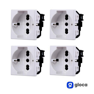 Prise murale Gloca Schuko 2P+T 10/16A 230V en plastique, ensemble de 4 prises standard avec mise à la terre - Product Image 6