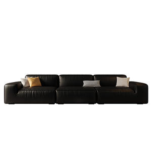 Итальянский кожаный диван, большая черная корова, гостиная, размер квартиры, полностью кожаный диван из воловьей кожи, прямая комбинация - Product Image 5