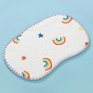 2024 из муслина, милый мультяшный материал для новорожденных, детская плоская подушка из чистого хлопка для защиты головы, полотенце