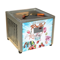 Roestvrijstalen Bevroren Vers Fruit Yoghurt Dubbele Pan Roll Gebakken Ijs Machine