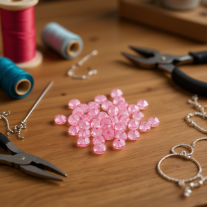 Perline Ilan Abalorios da 10 mm rosa chiaro sfaccettate a rondella 15 g per la creazione di gioielli - Product Image 3