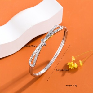 Heart Shape Micro Set Zircon <b>Bangle</b> Gold <b>Silver</b> Platinum Anniversary Jewelry Fashion <b>Bracelet</b> - Product Image 2