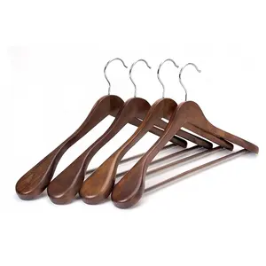 Tùy Chỉnh Antique Closet Quần Áo Bằng Gỗ Luxury Coat Suit Hanger Với Vai Rộng