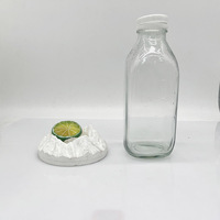 Groothandel Vierkante 100ml 300ml 500ml Lege Melk Fruit Sap Drank Glazen Flessen Transparant Met Witte Schroefdop Glazen Pot