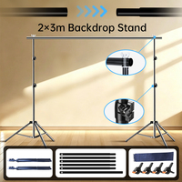 Penyangga Latar Belakang Logam untuk Fotografi yang Dapat Disesuaikan dengan 4 Klem & Tas Pembawa untuk Dekorasi Pesta Pernikahan Studio Foto