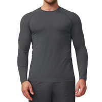 T-shirt de sport à manches longues pour homme, sans couture, respirant, à séchage rapide, bicolore, couche de base pour le yoga, la course à pied et l'entraînement