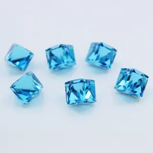Aquamarine color good quality crystals healing stones synthetic cube glass gemstone