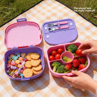 Boîte à lunch bento pour enfants de 44 oz (5,5 tasses) avec 4 compartiments, logo personnalisé, anti-fuite, écologique, micro-ondable, pour la rentrée scolaire, vente en gros