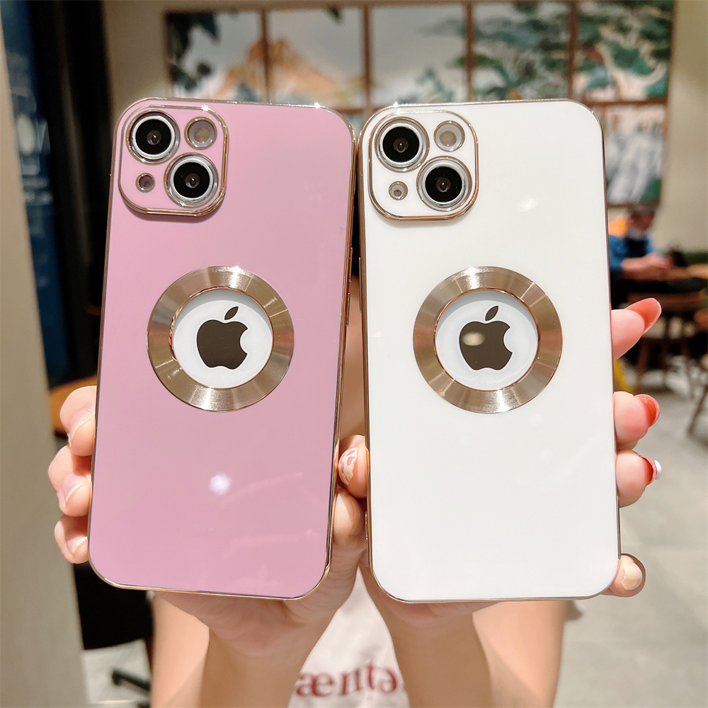 Роскошный мягкий чехол для телефона из ТПУ 6d с золотым покрытием для iphone 13 mini pro max, чехол для телефона с отверстием для логотипа