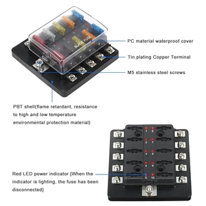 <span class=keywords><strong>Fusible</strong></span> à lame 10 voies avec indicateur LED, pour voiture, bateau, marin, caravane, <span class=keywords><strong>12V</strong></span>, 24V - Product Image 5